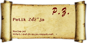 Petik Zója névjegykártya